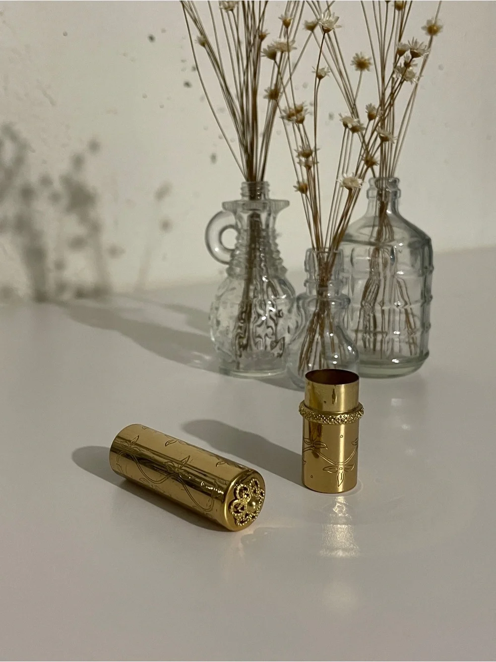 Vintage Revlon 501 Gold Floral Engraved Lipstick Tube - EMPTY